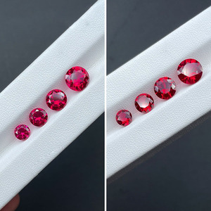 พลอยทับทิมสังเคราะห์ทรงกลมเจียระไนแบบเหลี่ยมคม สีแดงเลือดนก สำหรับฝังและประดับเครื่องประดับ - Product Image 3