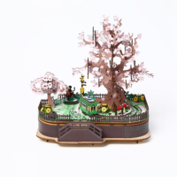 Jouet éducatif de dessin animé, arbre de cerisier en fleurs, train électrique, puzzle en bois 3D, bricolage. Meilleur cadeau pour les enfants de 5 à 7 ans et les adultes
