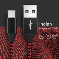 Kabel Pengisian Daya USB 2.0 Micro USB 3ft 6ft Anyaman Nilon Hitam, Pengisian Cepat PVC untuk Jam Tangan Pintar, Jalinan Logam Paduan Aluminium