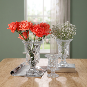 Wholesale SINYAO Art Deco Large Transparent Glass <b>Vase</b> Thickened Flower Arrangement High-footed Ornaments Anniversary Handmade - Product Image 4
