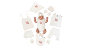 Ensemble de vêtements unisexe 4 pièces 100 % coton respirant pour l'été, adorable, comprenant un body, un short, un haut à nouer et un ensemble short et haut Langot, design Hara - Product Image 3