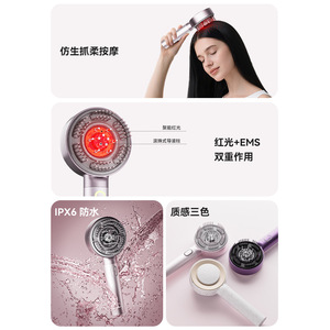 Electric Scalp Massage Comb PM82 Vibration Red Light Therapy Hair Care Head Spa Device Silver Color USB Powered - Product Image 1