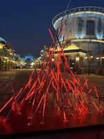 Grande sculpture d'art scénique carrée de rue commerciale extérieure Installation d'éclairage de feu numérique pour le paysage du jour de l'an