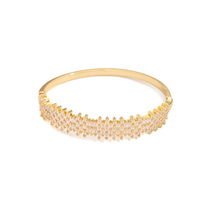 Middle Eastern Style Minimalist <b>Copper</b> <b>Bangle</b> With Zircon Gold And Silver Women's Party Jewelry - Product Image 5