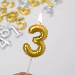 Gold Number Shape Birthday <b>Candles</b> For Cake Decoration 0-9 Single <b>Wick</b> Birthday Party Supplies - Product Image 3