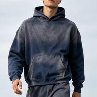 Hoodie Rajut Oversize Warna Solid French Terry untuk Musim Gugur dengan Efek Acid Wash, Cocok untuk Promosi