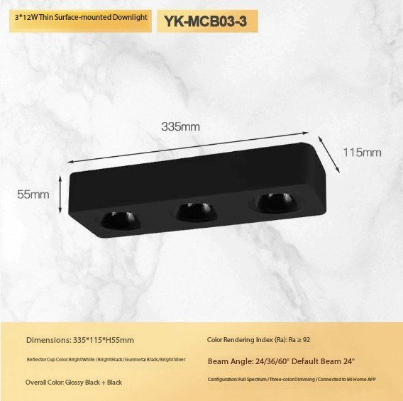 Three head 36W (all black version)