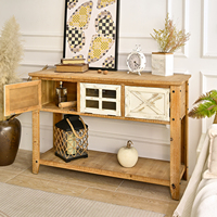 Console en bois massif rustique INNOVA avec rangement, durable, facile à assembler, pour la maison, l'hôtel, la salle à manger, le salon, l'entrée, la décoration