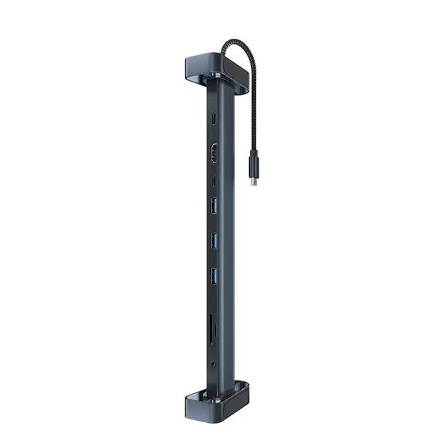 HUB 10-in-1 Type-C USB3.0 Aluminum Alloy Laptop Stand with RJ45 100Mbps PD AV SD TF Audio Plug-In Connected