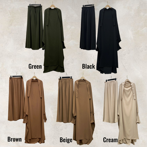 Customize <b>Jilbab</b> Abaya <b>2</b> <b>Piece</b> Set Muslim Women Prayer Dress Dubai Modest Islamic Hijab Long Robe Customization Service 6608# - Product Image 6