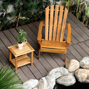 Adirondack <b>Chair</b> Outdoor <b>Garden</b> <b>Reclining</b> Wood Furniture Rustic Style Tapered Legs Manual Tilting Seat - Product Image 1