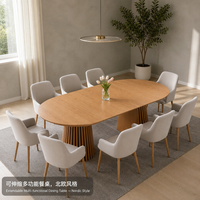 Table à manger en bois de style nordique tendance avec mécanisme télescopique, fonctionnement fluide pour usage quotidien et fêtes, tableau des ventes