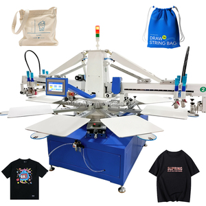 Nouvelle machine d'impression sérigraphique rotative automatique à grande vitesse, 2 couleurs, 8 stations, pour <span class=keywords><strong>t</strong></span>-shirts, sacs non tissés, vêtements - Product Image 1