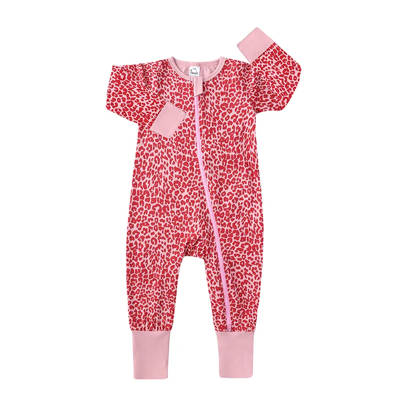 Roupa personalizada de bebê de bambu, macacão de bebê para meninas, macacão de zíper para recém-nascidos, roupa para bebê