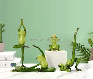 Home Decor Kikker Sculptuur Standbeeld Grappige Hars Yoga Pose Kikker Beeldje Gepersonaliseerde Dieren Verzamelbare Beeldjes Voor Bureau Decor