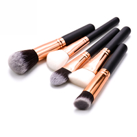 12 pièces Articles de voyage outil de beauté pinceaux cosmétiques pinceau de maquillage ensemble marque privée aluminium cheveux synthétiques support en bois sac en bois