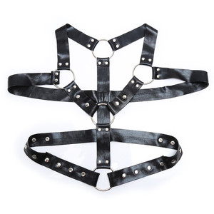 Ropa interior sexy <span class=keywords><strong>para</strong></span> hombre, correa <span class=keywords><strong>de</strong></span> cuero PU negro, arnés, cinturón, lencería, arnés <span class=keywords><strong>de</strong></span> cuerpo esclavo - Product Image 2
