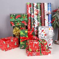 Papier d'emballage cadeau personnalisé avec motif Père Noël, vente en gros, nouveau design, décoration de Noël, papier d'emballage cadeau