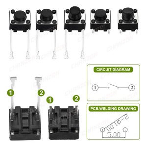 Botón táctil de microinterruptor de 6x6mm 4,3 5 6 7 mm Mini pulsador táctil palanca Pcb momentáneo 2 pines 4 pines botón para <span class=keywords><strong>Arduino</strong></span> - Product Image 5