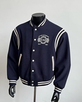 Veste universitaire bleu marine personnalisée OEM pour homme, style classique Letterman, avec logo brodé
