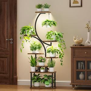 Soporte para Plantas de Interior de 8 Niveles, <span class=keywords><strong>Hierro</strong></span> y Madera, Diseño Moderno y Simple, Ligero y Duradero, con Jaula de Almacenamiento - Product Image 4