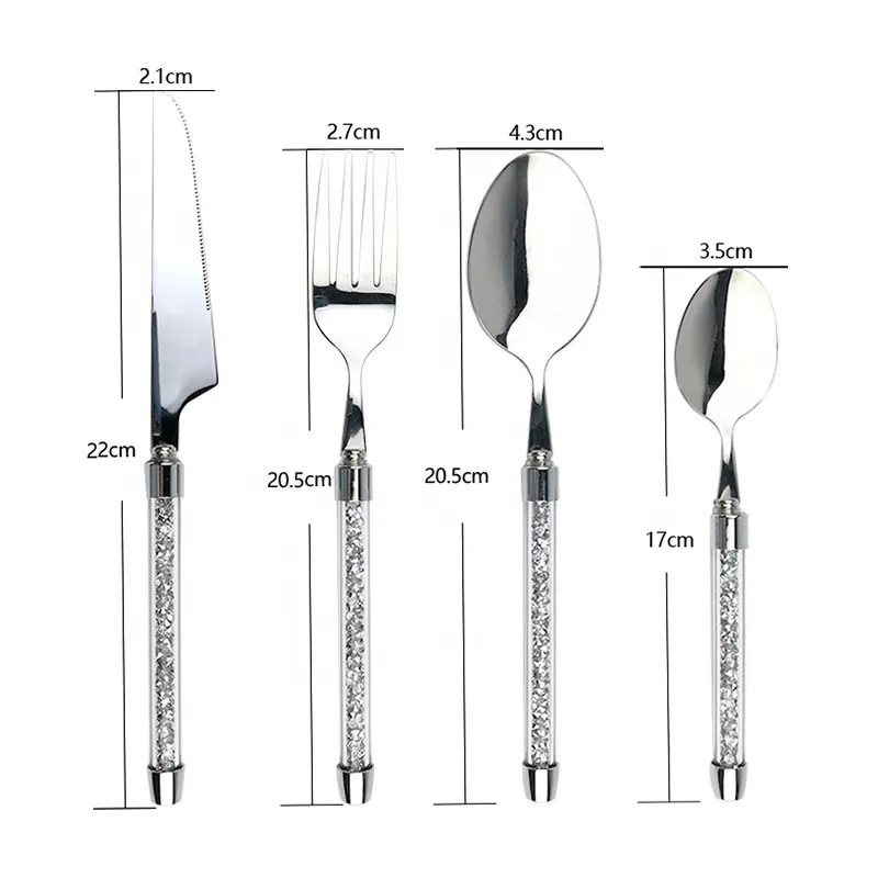 Stainless Steel/クリスタルFlatware Cutlery Sets 4ピース/セット食器ナイフフォークスプーンセット高品質