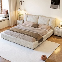 Nouveau lit en tissu rembourré multifonctionnel de style crème avec un design moderne et simple de 1,8 m et 1,5 m