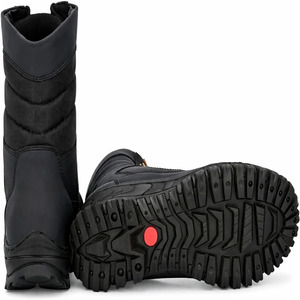 Bottes en cuir véritable noires à haute tige pour hommes, mode décontractée, à lacets, pour la marche en plein air, semelle antidérapante durable, confortables - Product Image 2
