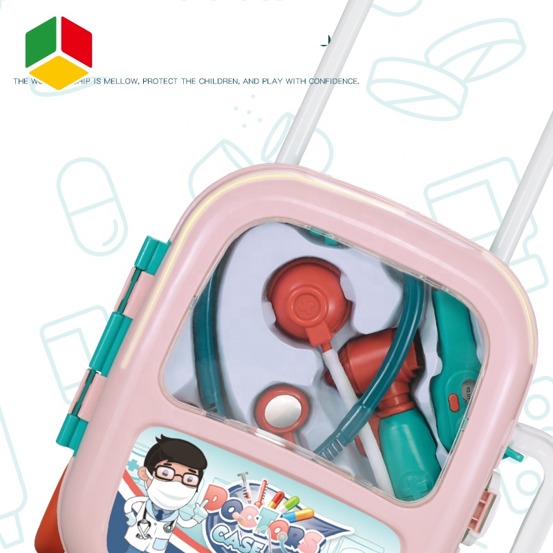 Забавный пластиковый чехол QS для багажа, детская игрушка для ролевых игр, интересный набор чемоданов для доктора