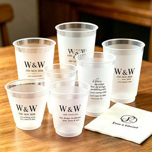 Vasos de Plástico de 12 oz, 16 oz, 14 oz, Vasos Desechables Resistentes de 9 oz, Vasos de Plástico Transparentes Dorados para Vino, Fiestas, Bodas, con Servilleta, Vasos Resistentes - Product Image 1
