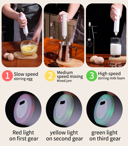 Professional Wireless USB Rechargeable Variable Speed Powerful Handheld Milk Frother with Compact Metal Stand for Rich Creamy - Product Image 2