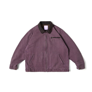 Grosir Jaket pria kualitas tinggi jaket kerja kanvas berat Logo kustom kerah kontras jaket Bomber pakaian tahan angin musim dingin - Product Image 5