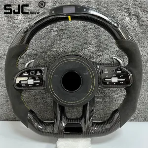 SJC volante personalizado para mercedes-benz W177 W213 W204 W205 W211 C257 AMG GT GLE CLA LED volante de fibra de carbono