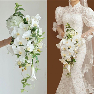 Ramo de Flores Artificiales de Tela para Novia, Estilo Gota, Impermeable, Hecho a Mano, para Fotografía y Decoración del Hogar, LANJO - Product Image 2