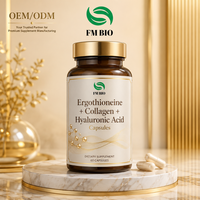 Capsules d'ergothionéine naturelle, de collagène et d'acide hyaluronique, antioxydant végétal, confort quotidien de la peau, complément alimentaire végétalien pour adultes