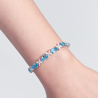Gelang Perak Topaz dengan Bentuk Tetesan Air dan Desain Potongan Pir Perhiasan Asli Hadiah Ulang Tahun untuk Pacar Istri