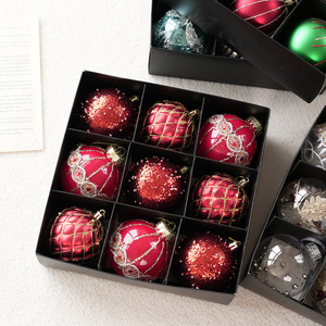 Juego de Adornos Navideños de Bolas de Navidad Vintage de Lujo con Purpurina, 80 mm/3.15 Pulgadas, Adornos Colgantes para Árbol de Navidad, Decoración Navideña - Product Image 3