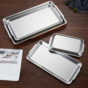 <span class=keywords><strong>Assiette</strong></span> rectangulaire en acier inoxydable 304 doré et argenté, <span class=keywords><strong>assiette</strong></span> à collation vintage, plateau de restaurant, vaisselle de cuisine, assiettes à <span class=keywords><strong>dessert</strong></span> et barbecue - Product Image 4