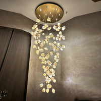 Lustre LED en céramique en spirale artistique moderne, taille personnalisée, pour hôtel, escalier, projet de décoration commerciale