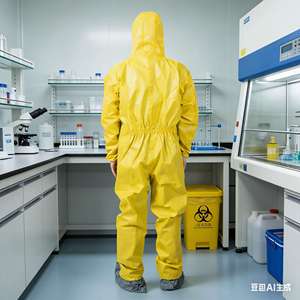 <span class=keywords><strong>La</strong></span> combinaison de protection de type mono, de couleur jaune, laminée avec du PE, convient à <span class=keywords><strong>la</strong></span> protection contre les particules solides. - Product Image 5