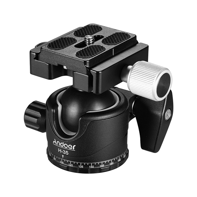 Andoer H-35 Panorama Tripod Ball Head Mount Adapter U-Groove Low Gravity Center Design Camera Photography Accessories