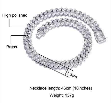 N03280-Baguette Cubaine 15mm-Argent