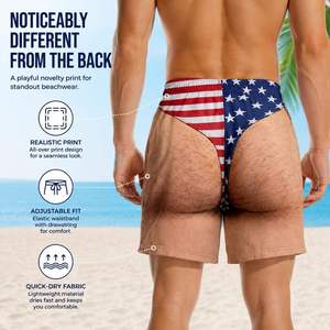 Shorts de bain sexy pour hommes, personnalisés, patriotiques, à taille élastique, imprimés, respirants, avec rembourrage amovible, séchage rapide, pour la plage - Product Image 3