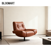 Chaise pivotante en cuir véritable avec cadre en bois éponge en acier au carbone noir mat plateau tournant chaise de canapé simple pour bureau à domicile