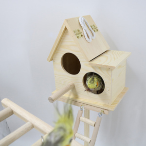Cage en bois de couleur naturelle pour les animaux domestiques, abri vertical pour les <span class=keywords><strong>oiseaux</strong></span>, maison pour les perroquets, 9 unités - Product Image 4