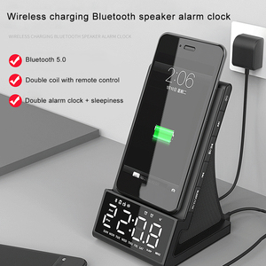 Support multifonction pour <span class=keywords><strong>smartphone</strong></span>, <span class=keywords><strong>chargeur</strong></span> sans fil, <span class=keywords><strong>radio</strong></span> FM, affichage de la date, <span class=keywords><strong>réveil</strong></span>, télécommande, haut-parleur Bluetooth - Product Image 2