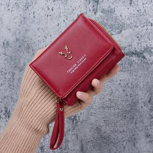 New Women's Fashion Wallet PU Leather Short Zipper & Hasp Waterproof Coin <b>Purse</b> Triple Fold Buckle Card Bag Polyester Daily Use - Product Image 3