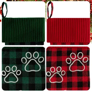 Chaussettes décoratives à carreaux personnalisées, grande chaussette de Noël tricotée pour animaux de compagnie, sac cadeau pour chiens et chats, friandises de Noël - Product Image 6