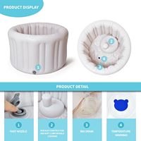 Baignoire bébé gonflable portable pour 6-24 mois baignoire en PVC pour tout-petits coussin épais antidérapant facile à dégonfler pli voyage