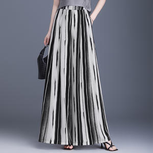 Pantalones Culottes <span class=keywords><strong>de</strong></span> Pierna Ancha <span class=keywords><strong>de</strong></span> Seda Helada con Rayas Tie-Dye, Cintura Alta, Holgados y Estilizadores, para Mujer, Verano 2026, Estilo Casual y <span class=keywords><strong>de</strong></span> Gran Caída - Product Image 1